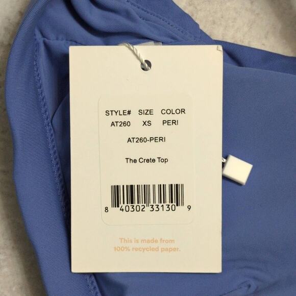 NWT Andie Blue Front Tie Adjustable Straps Crete Top Bikini Periwinkle Blue XS - Picture 10 of 10